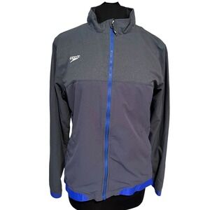 Speedo Full-Zip Jacket – Size Large – Gray & Blue – Lightweight Activewear